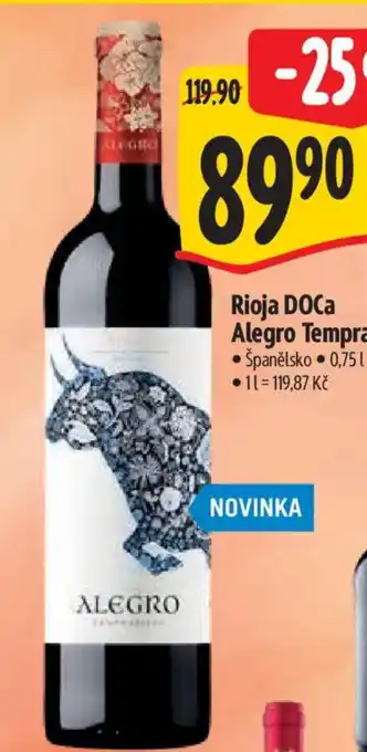 Albert Rioja DOCa Alegro Tempranillo nabídka