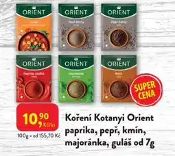 MP Krásno Koření Kotanyi Orient paprika, pepř, kmín, majoránka, guláš nabídka