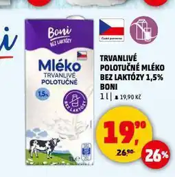 Penny Market Trvanlivé polotučné mléko bez laktózy nabídka