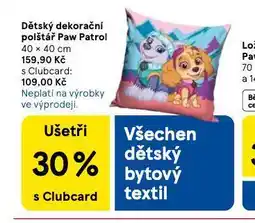 Tesco Dětský dekorační polštář paw patrol nabídka