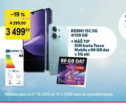 Tesco Redmi 15c 5g + sim karta nabídka