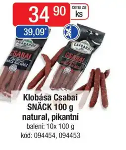 Qanto Klobása Csabai SNÄCK natural, pikantní nabídka