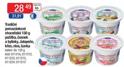 Qanto Tradiční pomazánkové choceňské pažitka, česnek a bylinky, Jalapeño, křen, niva, šunka nabídka