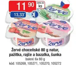 Qanto Žervé choceňské natur, pažitka, rajče a bazalka, šunka nabídka