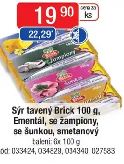 Qanto Sýr tavený Brick Ementál, se žampiony, se šunkou, smetanový nabídka