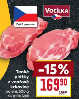 Billa Tenké plátky z vepřové krkovice nabídka