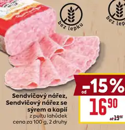 Billa Sendvičový nářez, Sendvičový nářez se sýrem a kapií nabídka
