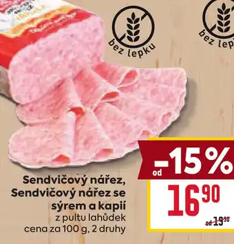 Billa Sendvičový nářez, Sendvičový nářez se sýrem a kapií nabídka