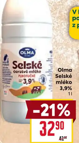 Billa Olma Selské mléko 3,9% nabídka