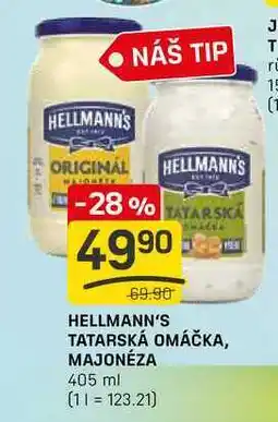 Flop HELLMANN'S TATARSKÁ OMÁČKA, MAJONÉZA 405 ml nabídka