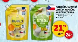 Penny Market MAJONÉZA, TATARSKÁ OMÁČKA KAPSIČKA KARLOVA KORUNA, 230 ml nabídka