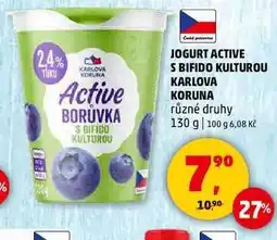 Penny Market JOGURT ACTIVE S BIFIDO KULTUROU KARLOVA KORUNA, 130 g nabídka