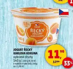 Penny Market JOGURT ŘECKÝ KARLOVA KORUNA, 140 g nabídka