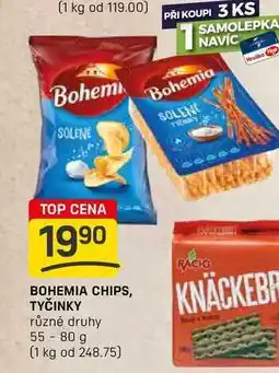 Flop BOHEMIA CHIPS, TYČINKY různé druhy 55-80 g nabídka