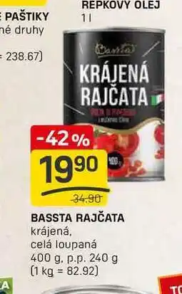Flop BASSTA RAJČATA krájená, celá loupaná 400 g. p.p. 240 g nabídka