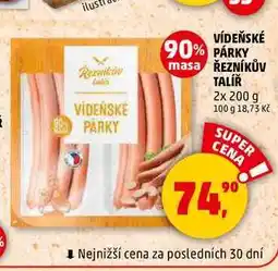 Penny Market VÍDEŇSKÉ PÁRKY ŘEZNÍKŮV TALÍŘ, 2x 200 g nabídka