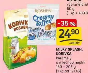 Flop MILKY SPLASH, KORIVKA karamely s mléčnou náplní 150 - 205 g nabídka