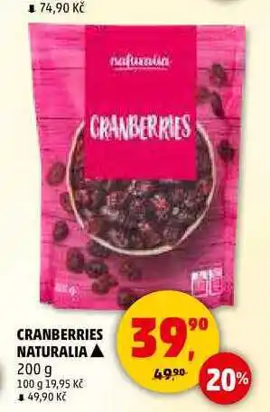 Penny Market CRANBERRIES NATURALIA, 200 g nabídka