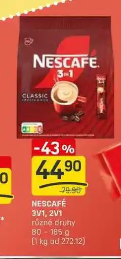 Flop NESCAFÉ 3V1, 2V1 různé druhy 80 - 165 g nabídka