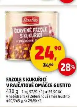 Penny Market FAZOLE S KUKUŘICÍ V RAJČATOVÉ OMÁČCE GUSTITO, 430 g nabídka