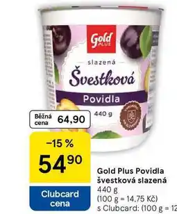 Tesco Gold Plus Povidla švestková slazená, 440 g nabídka