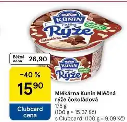 Tesco Mlékárna Kunín Mléčná rýže čokoládová, 175 g nabídka