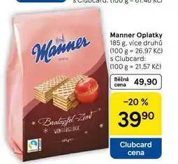Tesco Manner Oplatky, 185 g, více druhů nabídka