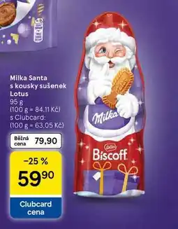 Tesco Milka Santa s kousky sušenek Lotus, 95 g nabídka
