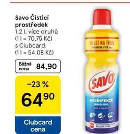 Tesco Savo Čisticí prostředek, 1.2 I, více druhů nabídka