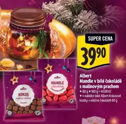 Albert Albert Mandle v bílé čokoládě s malinovým prachem 80 g nabídka