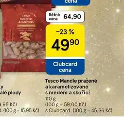 Tesco Tesco Mandle pražené a karamelizované s medem a skořicí, 110 g nabídka
