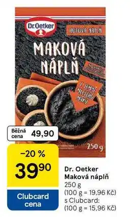Tesco Dr. Oetker Maková náplň, 250 g nabídka