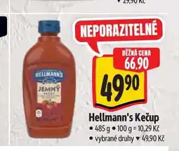Albert Hellmann's Kečup 485 g 100 g 10,29 Kč ⚫ vybrané druhy 49,90 Kč nabídka