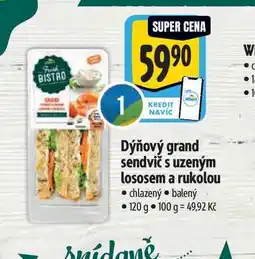 Albert Dýňový grand sendvič s uzeným lososem a rukolou 120 g nabídka