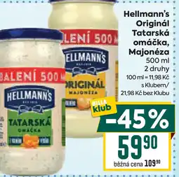 Billa Hellmann's Originál Tatarská omáčka, Majonéza nabídka