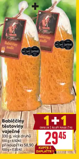 Billa Babiččiny těstoviny vaječné nabídka