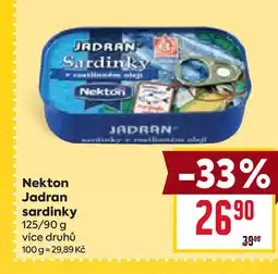 Billa Nekton Jadran sardinky nabídka