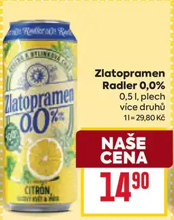 Billa Zlatopramen Radler 0,0% nabídka