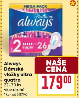 Billa Always Dámské vložky ultra quatro nabídka