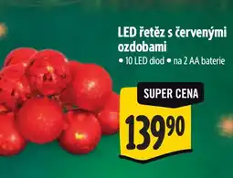 Albert LED řetěz s červenými ozdobami nabídka