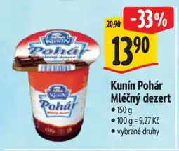 Albert Kunín Pohár mléčný dezert nabídka