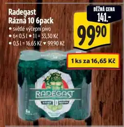 Albert Radegast Rázná 10 6pack nabídka