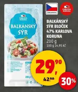Penny Market Balkánský sýr bloček 47% Karlova Koruna nabídka