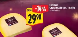 Albert Excellent Gouda mladá 48% - bloček nabídka
