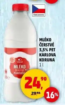 Penny Market MLÉKO ČERSTVÉ 3,5% PET KARLOVA KORUNA nabídka