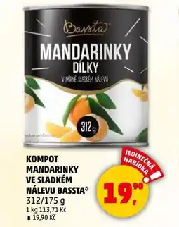 Penny Market Kompot madarinky ve sladkém nálevu bassta nabídka