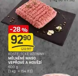 Flop Kostelecké uzeniny Mělněné maso vepřové a hovězí nabídka