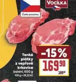 Billa Tenké poátky z vepřové krkovice nabídka