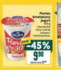 Billa Florian smetanový jogurt nabídka