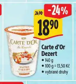 Albert Carte d'or smetanový dezert nabídka
